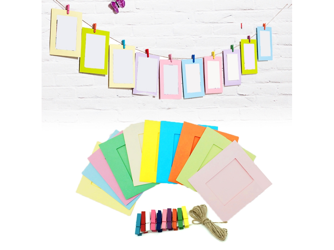 10 Marcos De Papel Kraft Diy De 3 Pulgadas Para Fotos Colgantes Na Parede Com Clip E Corda Para Lembranças Familiares