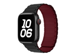 Pulseira Magnética Silicone Halinuia MDUG para Apple Watch Series 1 11/Ultra 1 3/Se3, Esportivo, Preto Borgonha (42-49 mm)