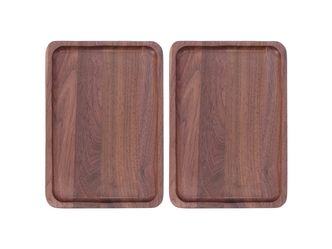 2pcs Prato de Nogueira Bandeja de Alimentos Frutas