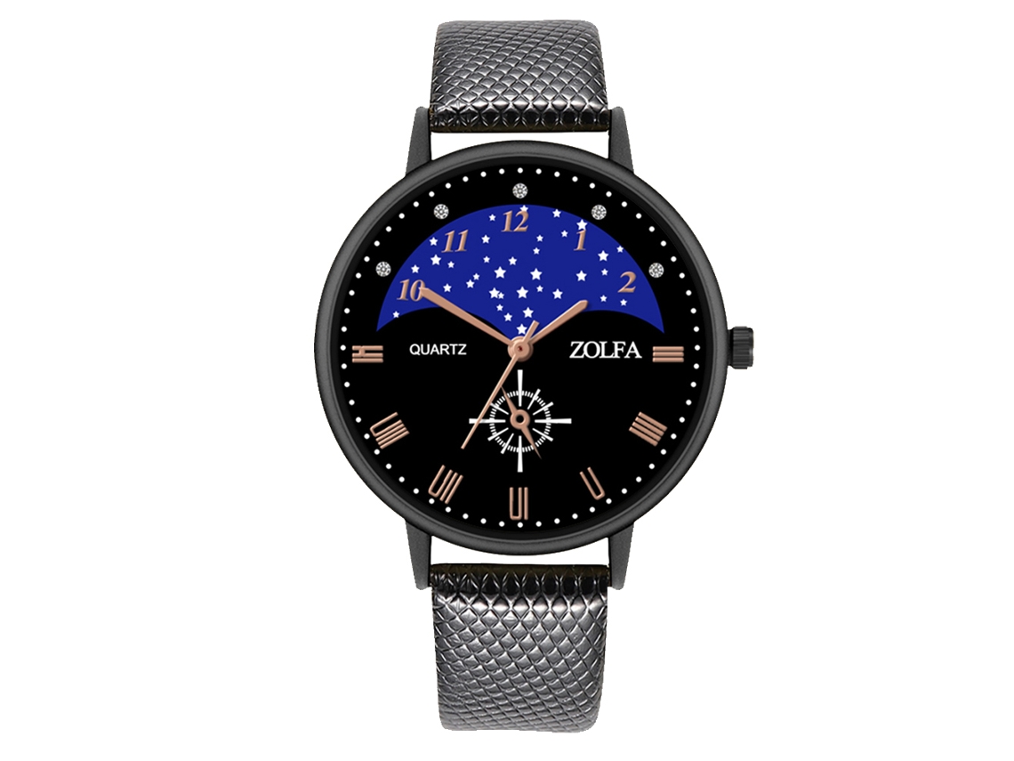 Reloj De Cuero Negro Pareja Analógico De Cuarzo Dial Redondo Acero