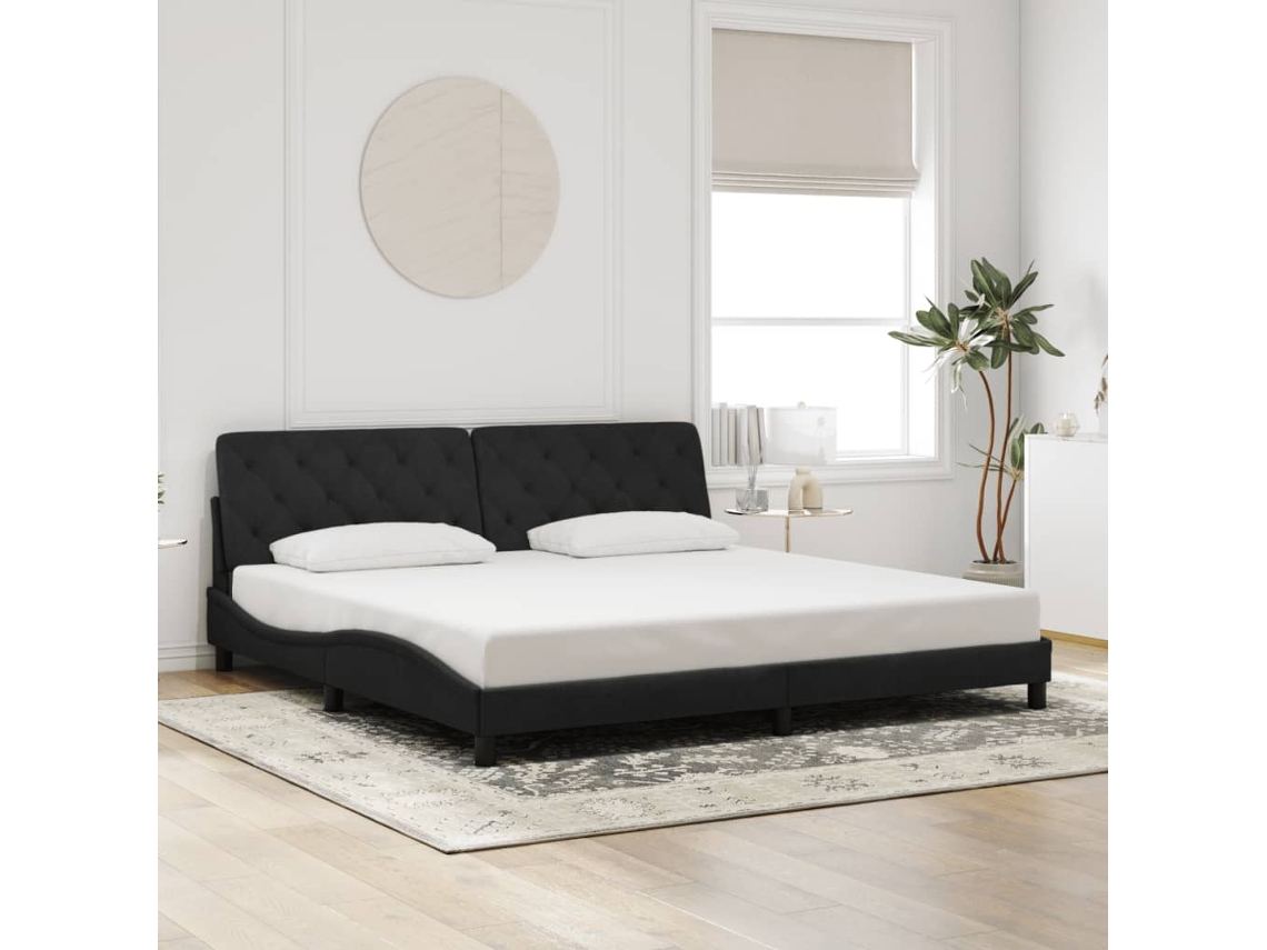 Estrutura De Cama Sem Colchão 200x200 Cm Veludo Preto