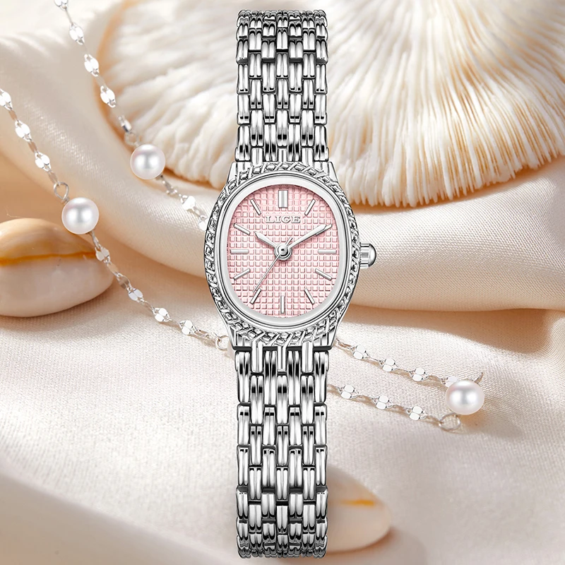 Relógio De Pulso Casual E Elegante (rosa Prateado), Relógio De Quartzo À Prova D'água
