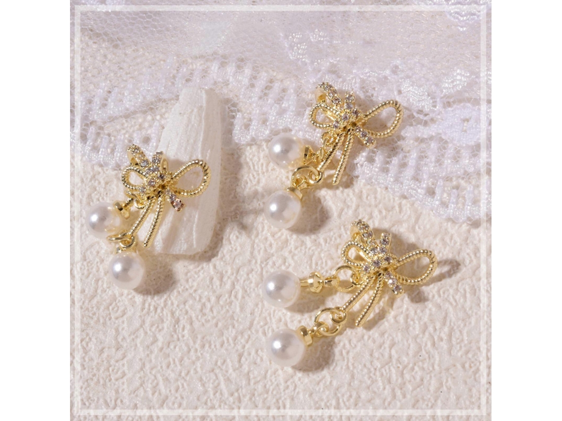 Pingente De Cristal Com Laço 3d E Corrente Para Decoração De Unhas, Metal, Zircônia, Joias Para Manicure, Acessórios Para Unhas Hengrongshen