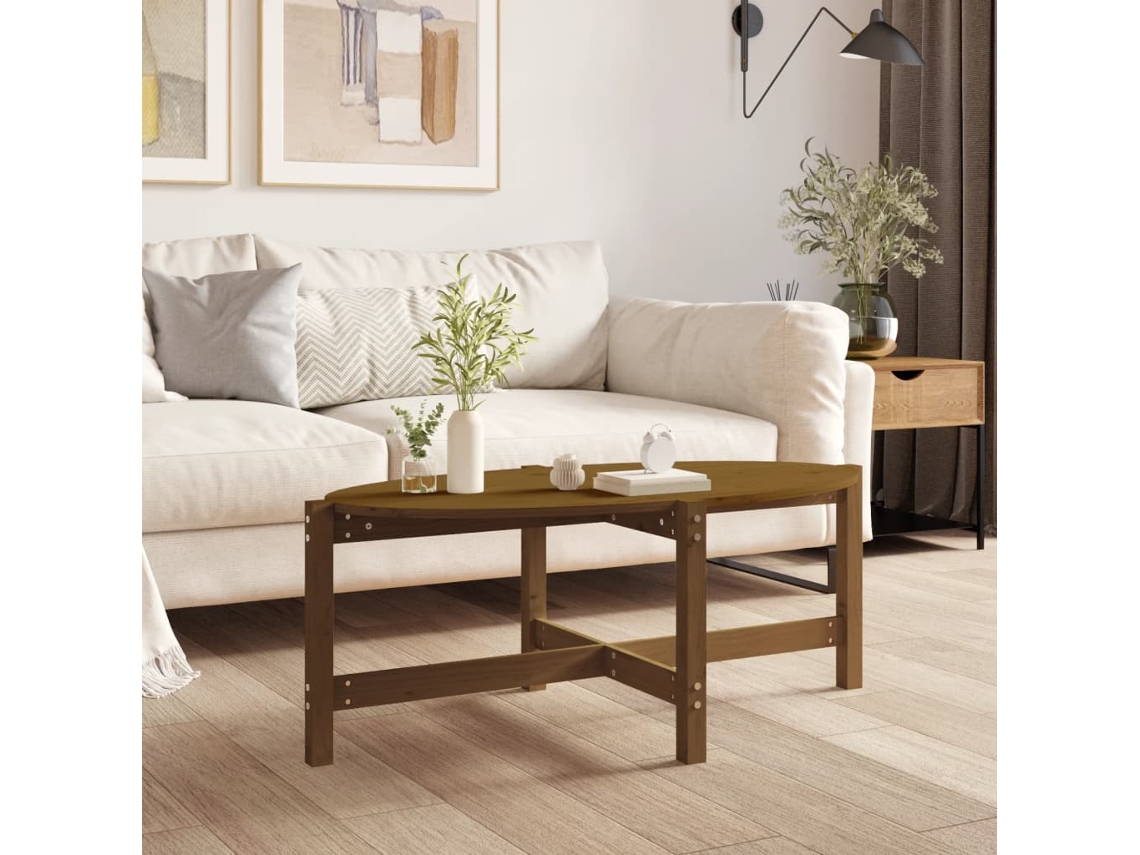 Vidaxl Mesa De Centro 118x63x45cm Madeira De Pinho Maciça Castanho-mel