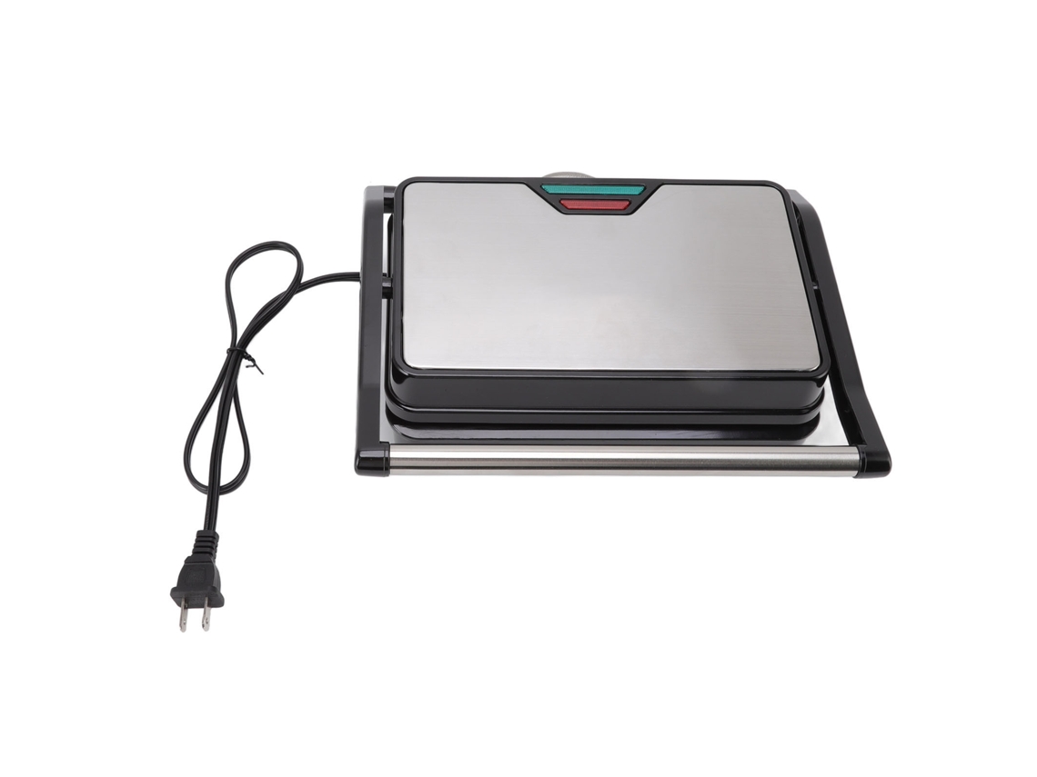 Máquina de Panini Grelha 850w Aquecimento Duplo Antiaderente para Sanduíche Café da Manhã