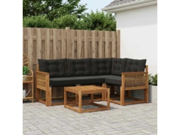 Vidaxl Conjunto De Sofás Para Exterior 5 Pcs Natural E Preto