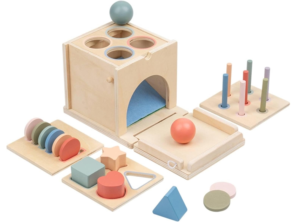 Brinquedo Educativo Infantil De Encaixe Formas Em Cubos Madeira: