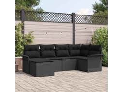 Vidaxl Conjunto De Sofá De Jardim 6 Unid. Preto Vime Pe