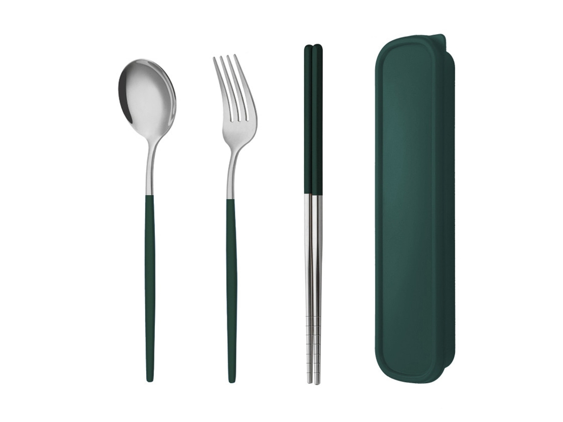 Jogo De Utensílios Portátil 3 Peças Aço Inox