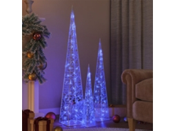 Vidaxl Conj. Cones Decorativos C/ Leds Azuis Acrílico 60/90/120 Cm