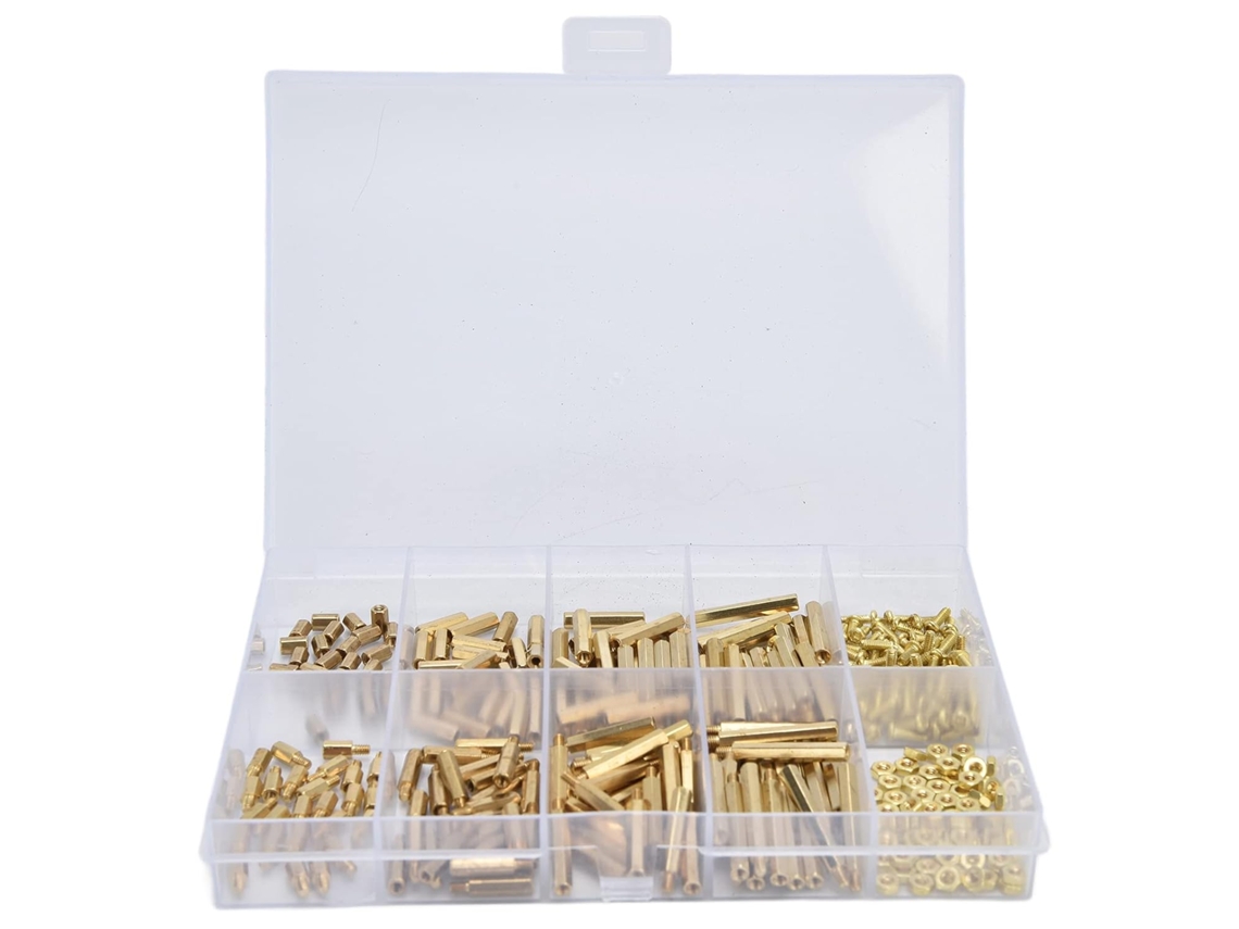 Kit Com 350 Peças De Parafusos M 2, Sortimento De Porcas E Parafusos Sextavados Latão Aço Inoxidável Com Espaçadores