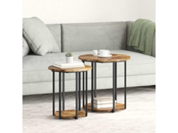 Vidaxl Conjunto De Mesas De Apoio Com Prateleira 2 Pcs Castanho