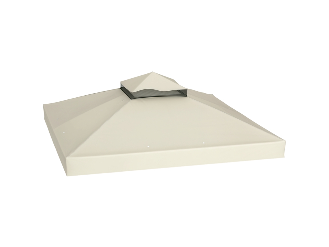 Guarda-sol com luzes LED Ø300x256cm com proteção UV50+ em creme
