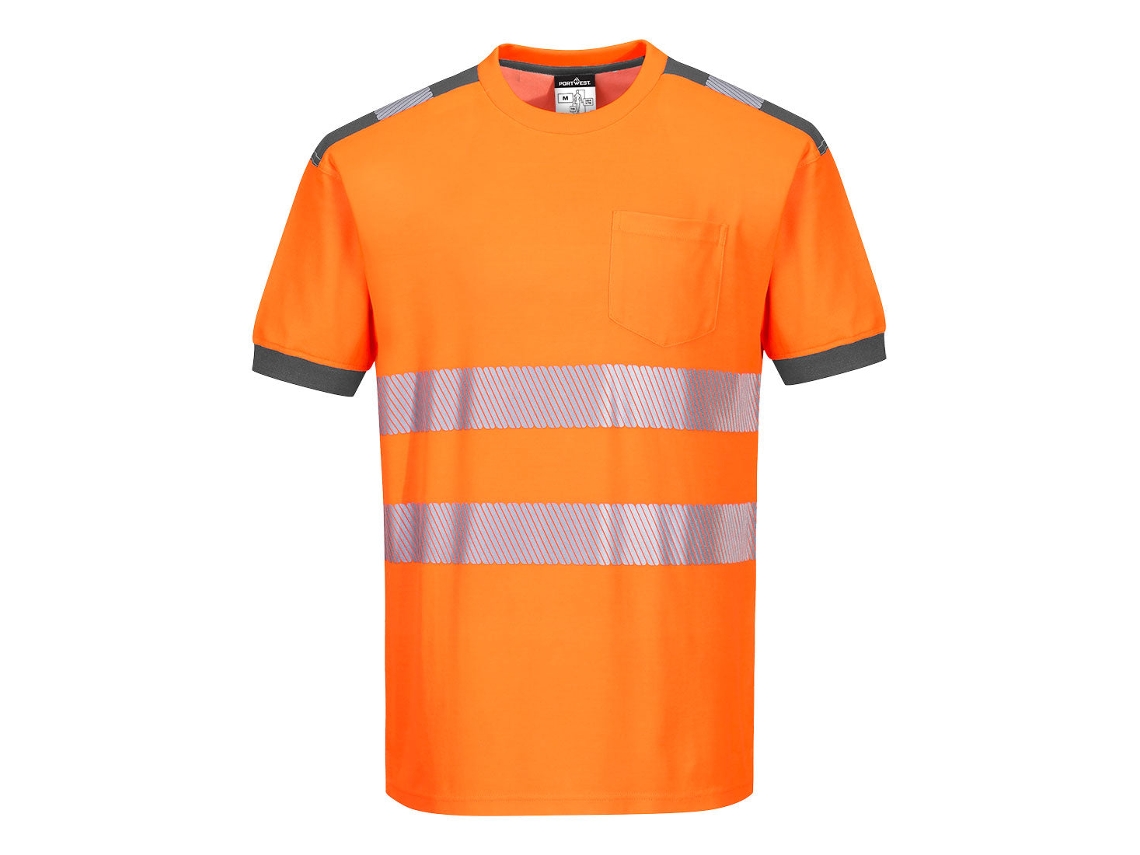 Camiseta Pw3 High Visibility M/c Conforto E Segurança / Cinza Laranja / M Portwest