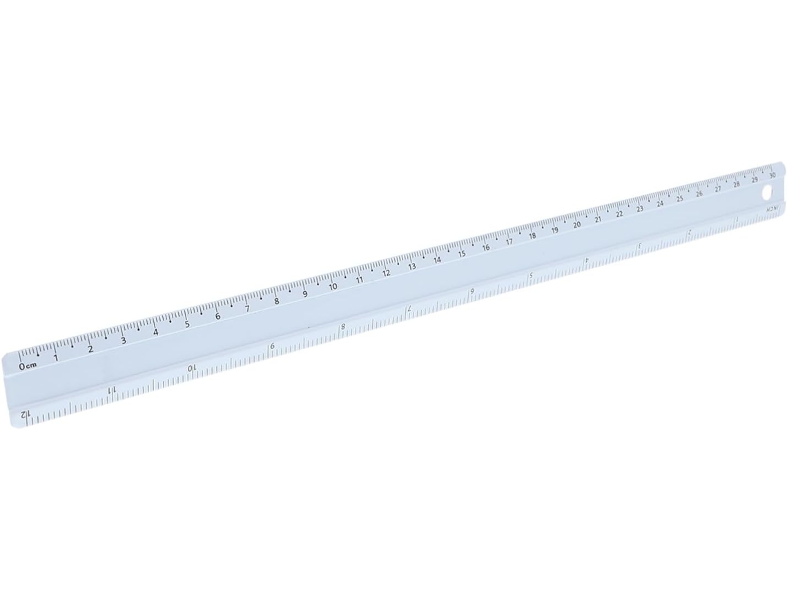 Régua multifuncional Sewroro de 30 cm em liga de alumínio com marcações em centímetros e peso, leve e durável para desenho.