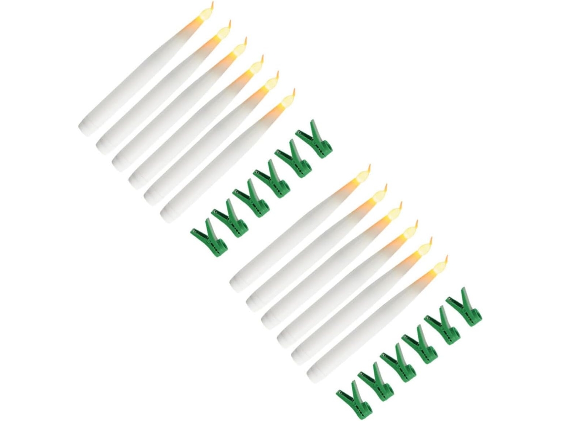 Conjunto De 10 Velas Led Brancas Quentes Com Clipe, Para Decoração.