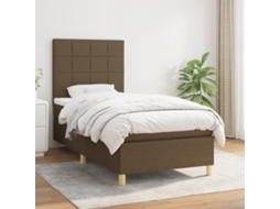 Vidaxl Cama Com Molas/colchão 90x190 Cm Tecido Castanho-escuro