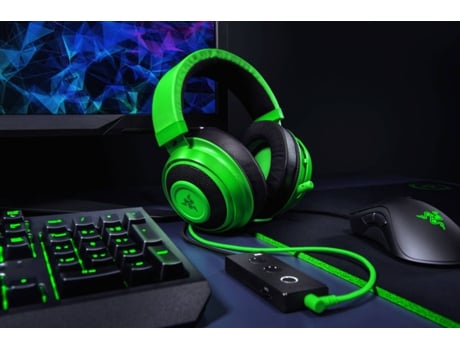 Auscultadores Gaming RAZER Kraken Tournament (Com fio - Com Microfone - Verde) — Com fio | 12-28.000 Hz