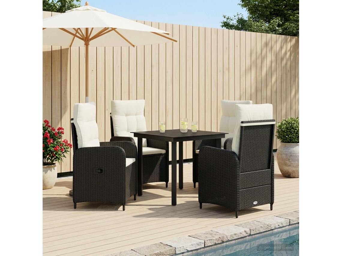 Vidaxl Conjunto De Mesa De Sofá 5 Pcs Preto E Branco Creme