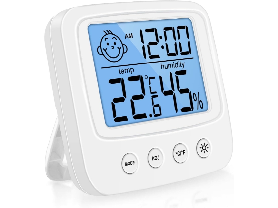 Termômetro e Higrômetro Digital de Mesa - Monitor de Temperatura e Umidade + Luz de Fundo + Relógio X001