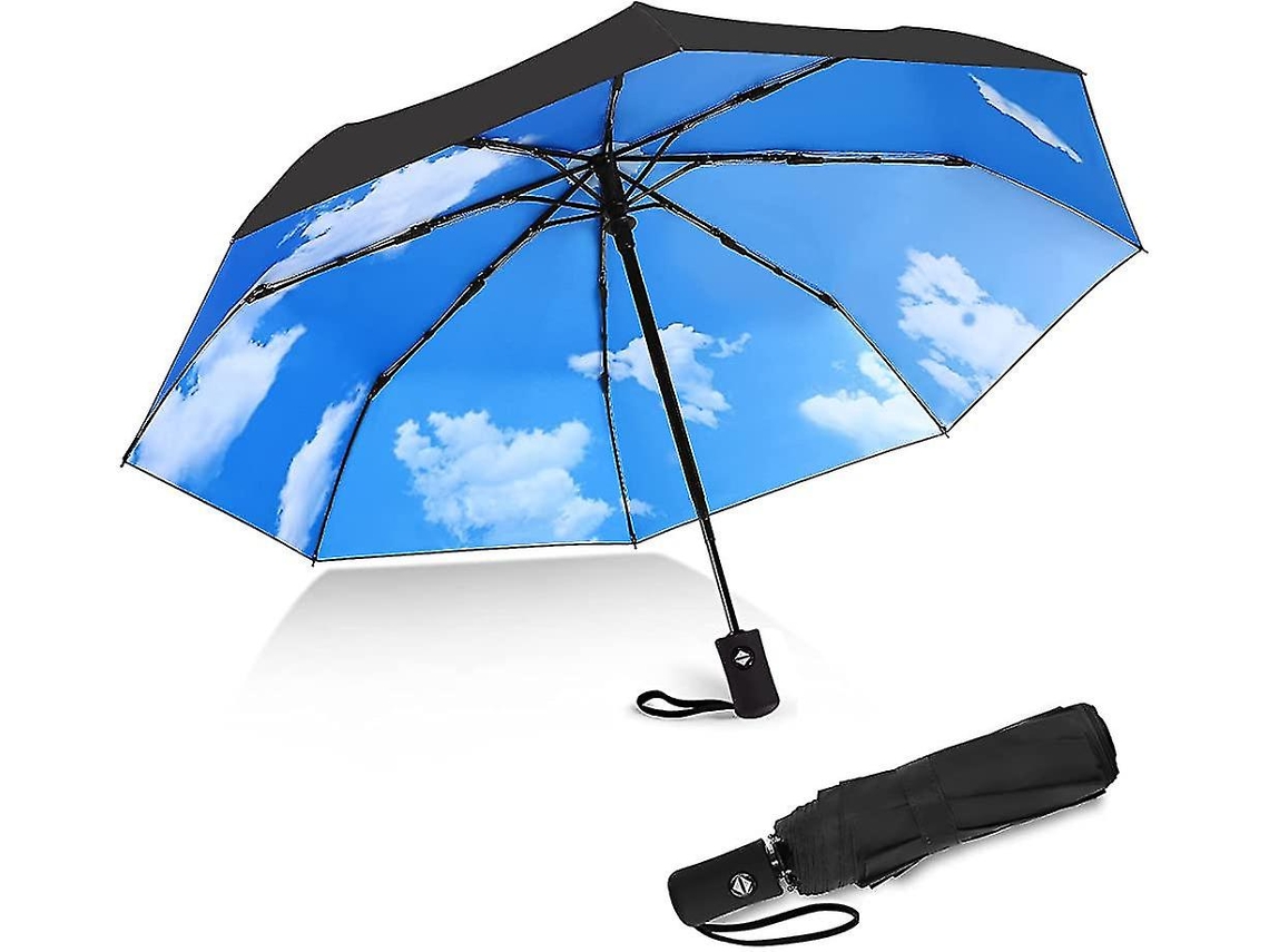 Guarda-chuva Plegável Anti-vento Forte 8 Arcos Uv Preto Viagem
