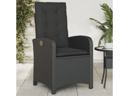 Cadeira De Jardim Reclinável C/ Almofadões Vime Pe Preto Dkd Home Decor