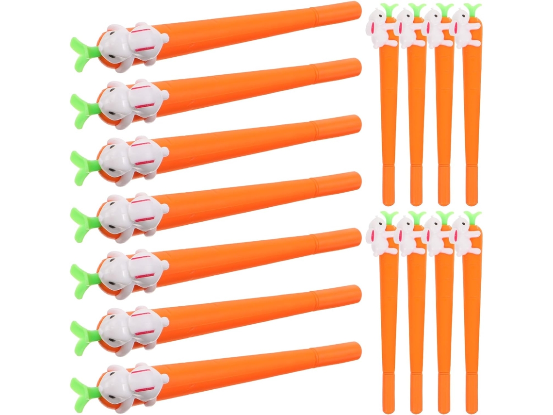 Conjunto De 15 Canetas Em Gel Formato Cenoura, 0,5 Mm, Com Corpo