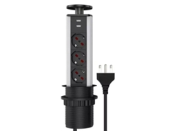 Uma Tomada De Mesa (com 3 Tomadas Multifuncionais, Portas Usb Duplas E Um Design Retrátil Oculto)