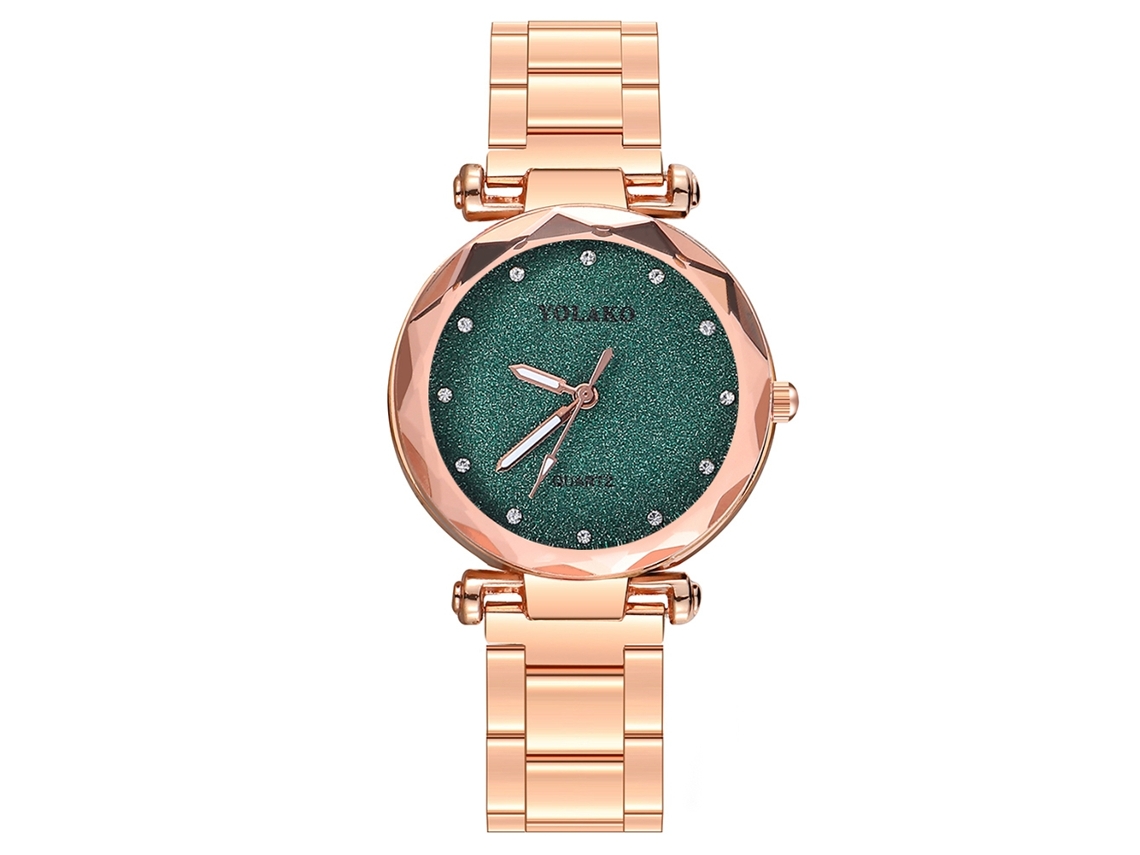 Relógio de Pulso Feminino Yolako de Moda Casual com Mostrador Redondo de Quartzo (verde)