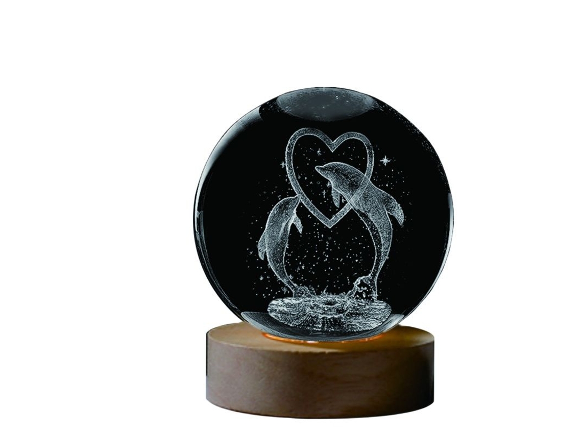 Luminária Noturna Golfinho de Cristal 3d Presente de Natal, Presente de Dia Dos Namorados MDUG