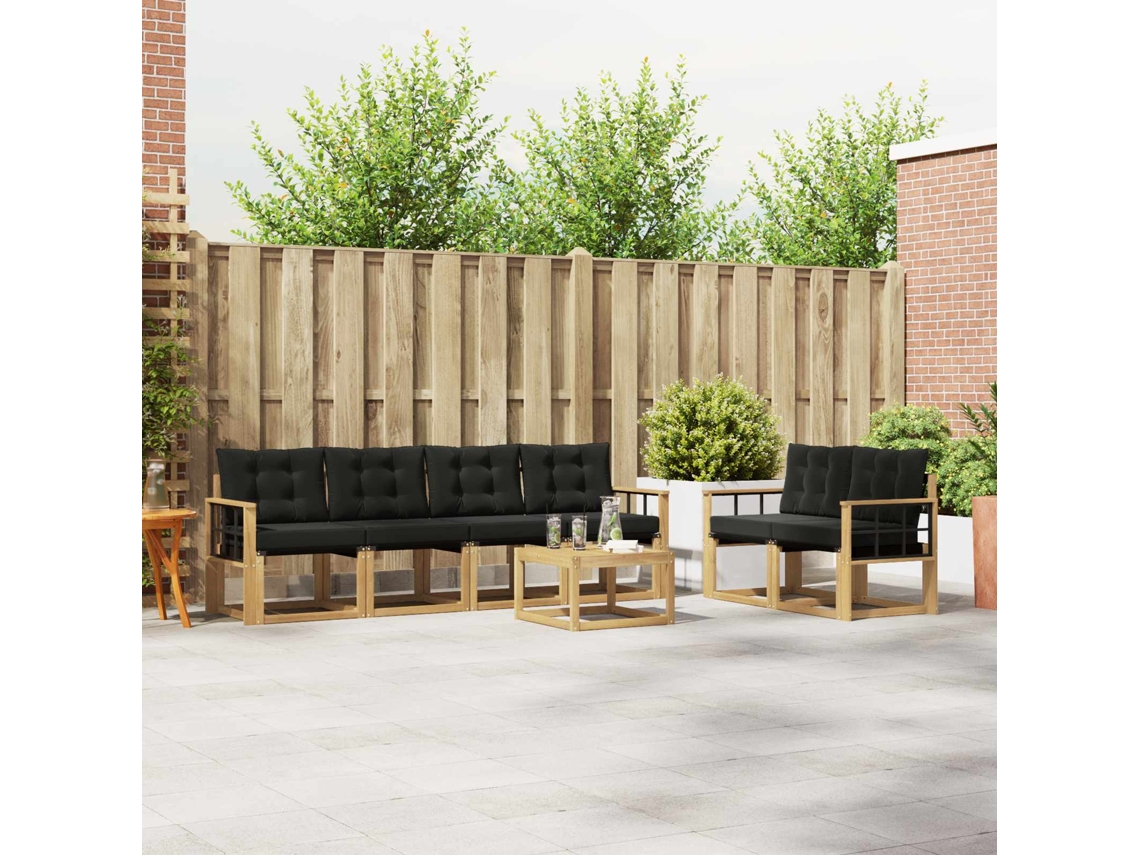 Vidaxl Conjunto De Sofás Para Exterior 7 Unid. Branco E Preto