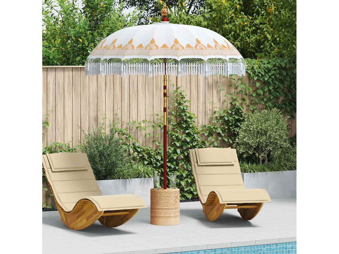 Vidaxl Parasol Balinês Com Base Creme 185 X 185 X 260 Cm