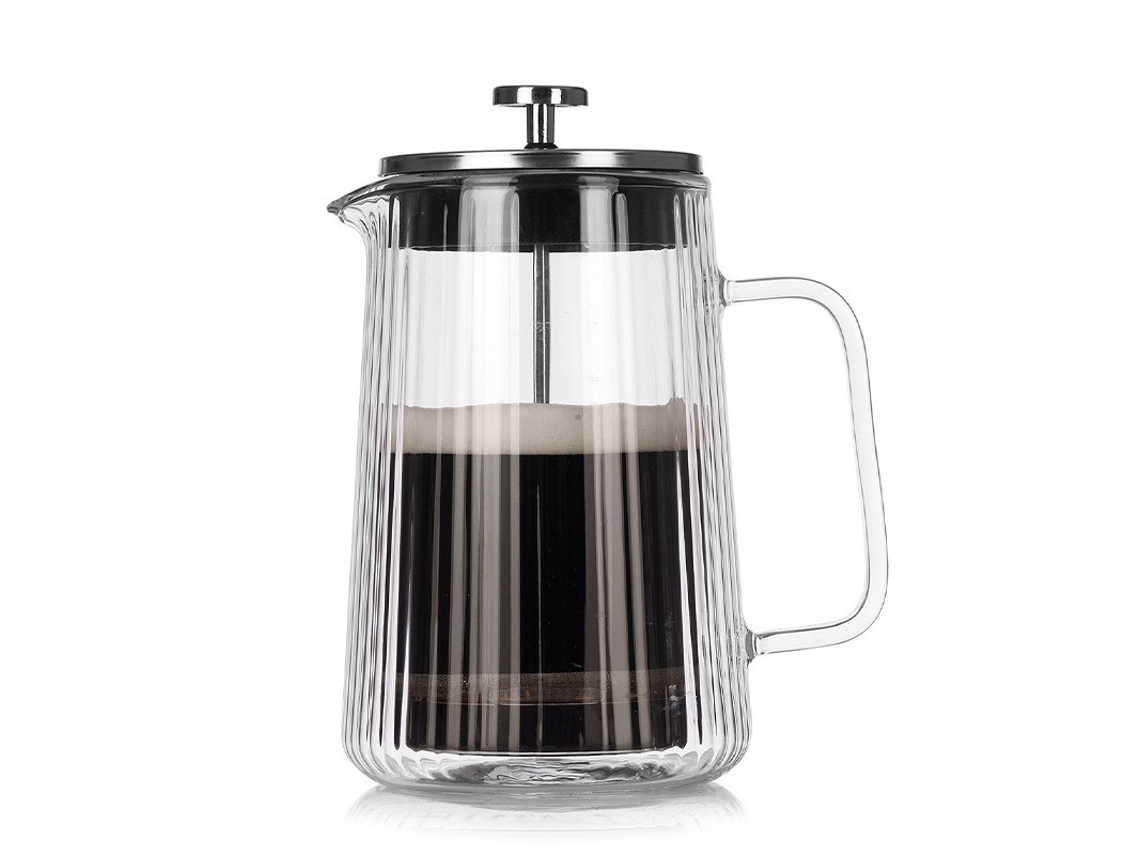 Cafeteira Francesa De Parede Dupla, 1000ml, Vidro Borossilicato, Filtro Aço Inoxidável, Transparente