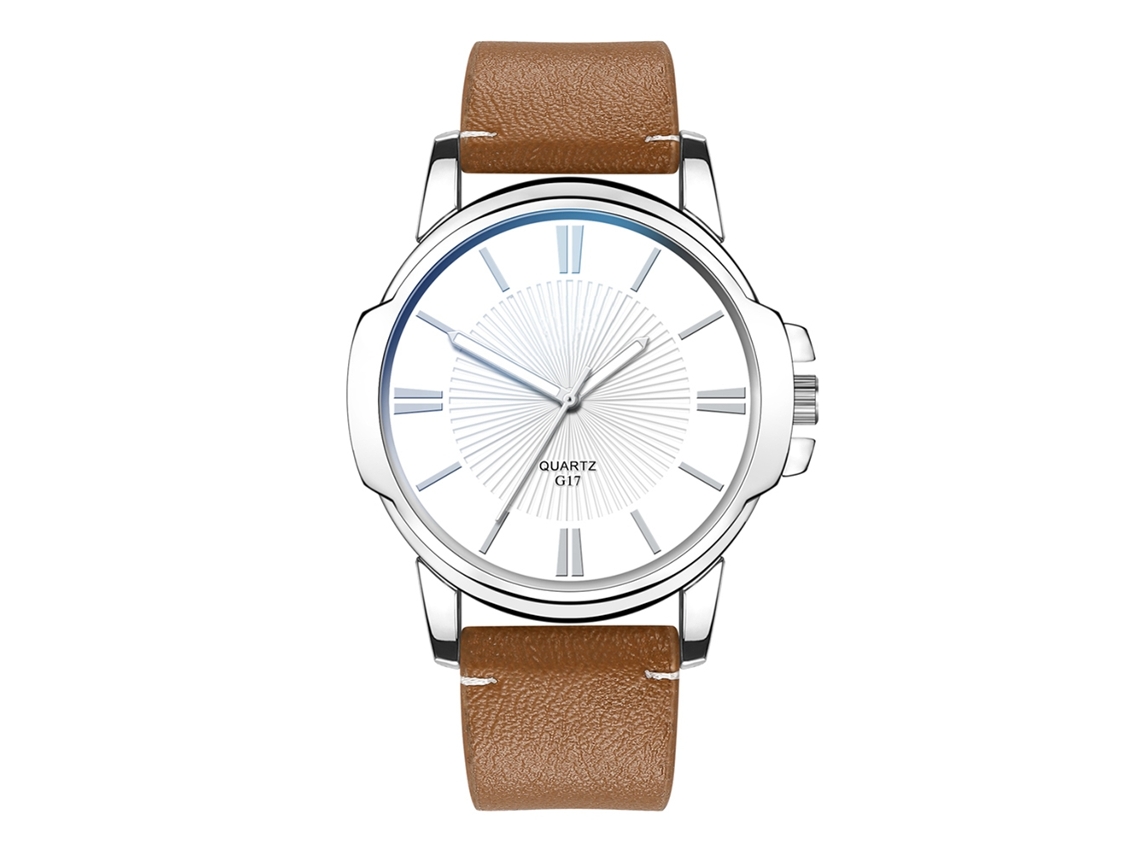 Relógio de Quartzo Casual de Moda Simples Pulseira Pu Presente (café)