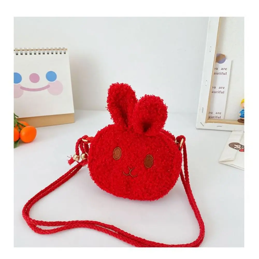 (vermelho) Bolsa Carteira De Ombro Com Desenho Animado De Coelho Para Presente De Ano Novo