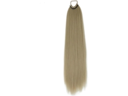 Aplique de Cabelo com Coque, Extensões de Cabelo Sintético Longo e Liso em Rabo de Cavalo com Faixa. SFUSHOS