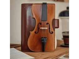 Caderno Vintage Em Couro Com Estampa De Violino, Diário Recarregável Com Aparência Artesanal, Em Sintético, Ideal Para Estudos, Professores