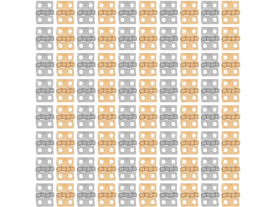 Sosoport 100 Mini Dobradiças De Metal Para Caixas Madeira, Pequenas Dobradiças De Latão Com 4 Furos Para Artesanato