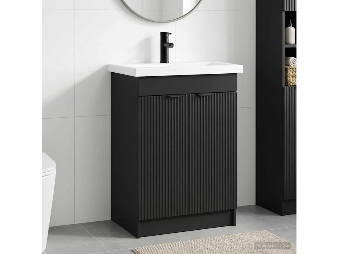 Vidaxl Conjunto De Móveis Para Banheiro Preto 78,5 X 37,5 X 81 Cm