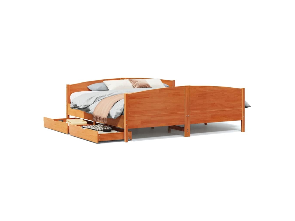 Bed Frame, Bed Frames Vidaxl Marrom Madeira De Pinho (160 X 200 Cm)