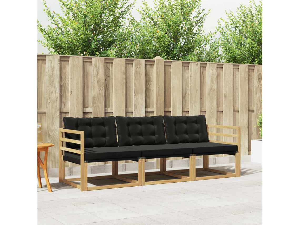 Vidaxl Conjunto De Sofás Para Exterior 3 Pcs Branco E Preto