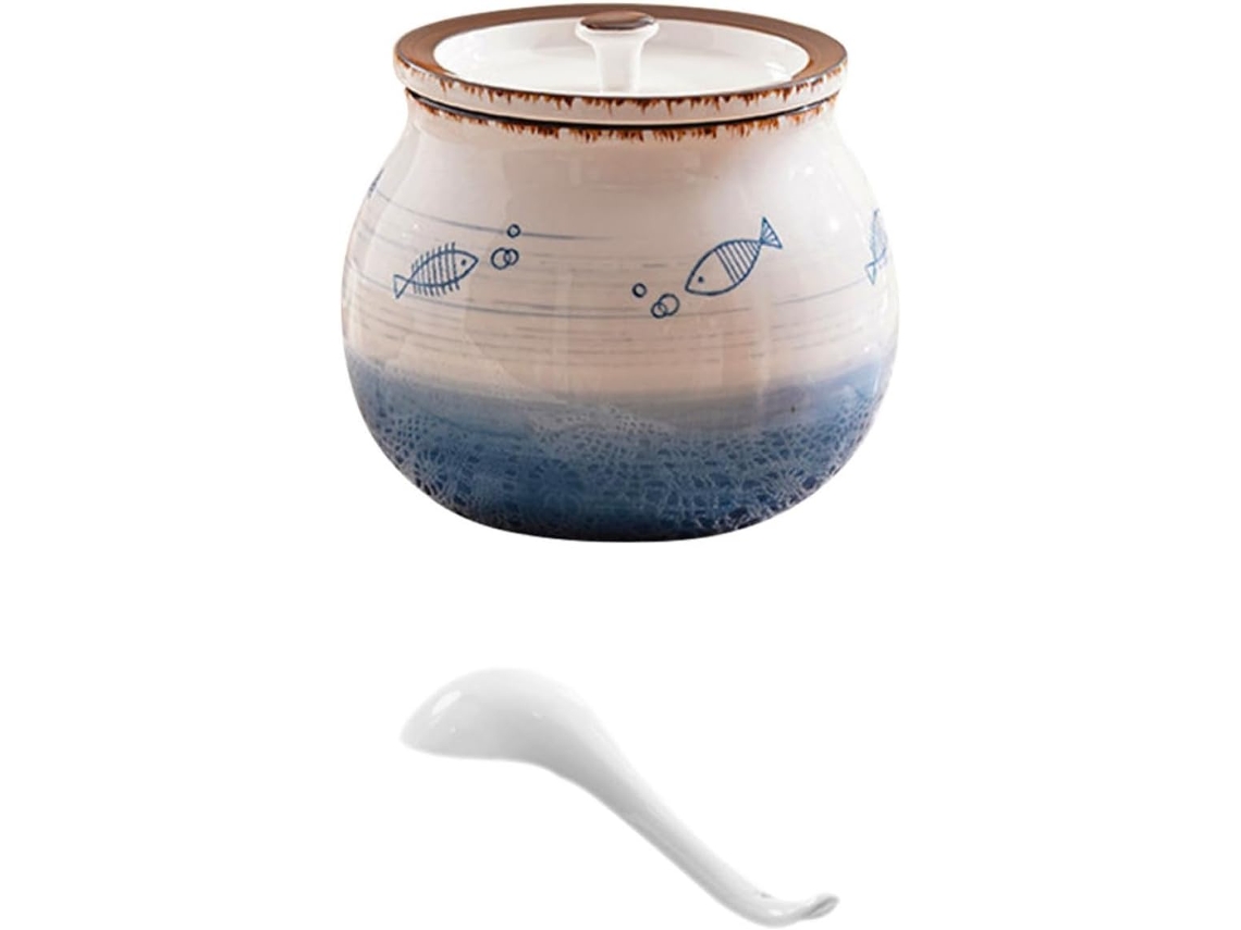 Pote De Cerâmica Para Banha 1200ml Com Tampa