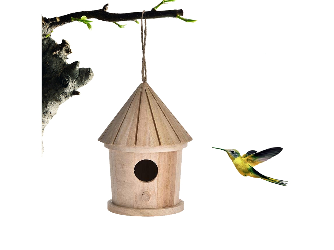 Ninho De Pássaro De Madeira Pendurado Abrigo Natural Para Aves