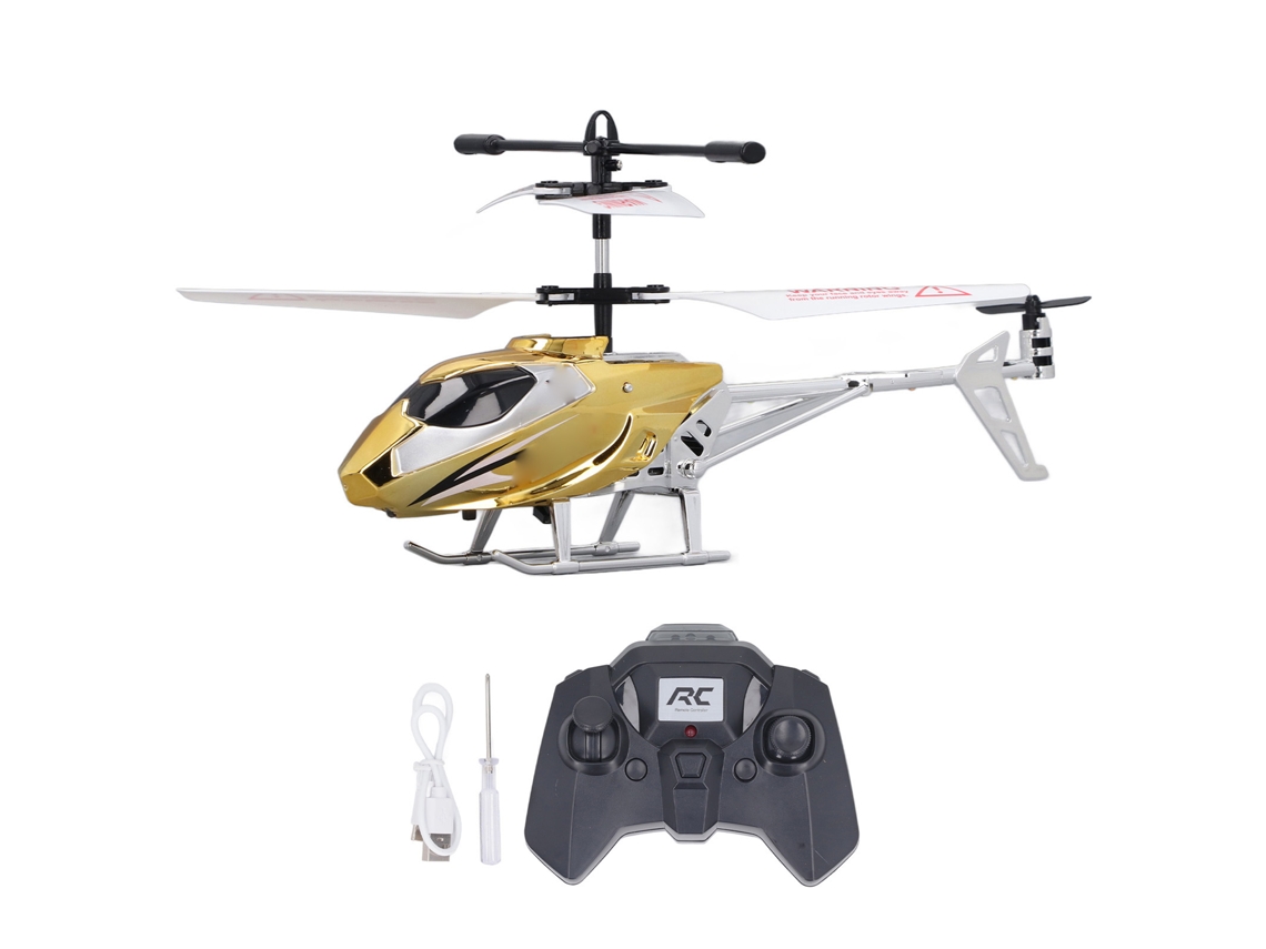 Helicóptero Rc 3.5 Canales 2.4ghz Cargable Usb Luz Realista Hovering Aleación Control Remoto Oro