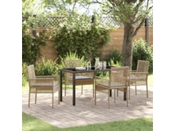 Vidaxl Conjunto De Jantar Para Jardim 5 Unid. Bege Vime Pe