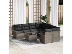 Vidaxl Conjunto De Sofá De Jardim 9 Unid. Cinzeto Vime Pe