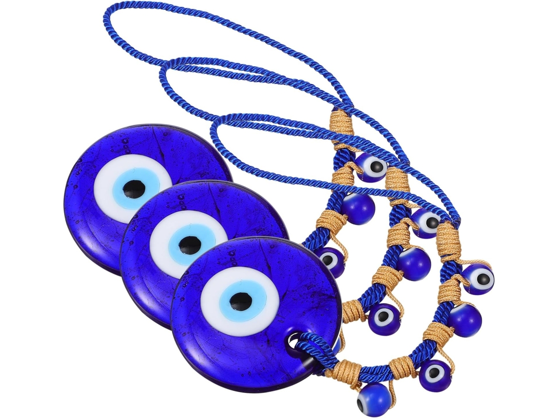 Conjunto De 3 Enfeites De Olhos Azuis Para Pendurar, Ideais Para Decoração De Carros E Bolsas.