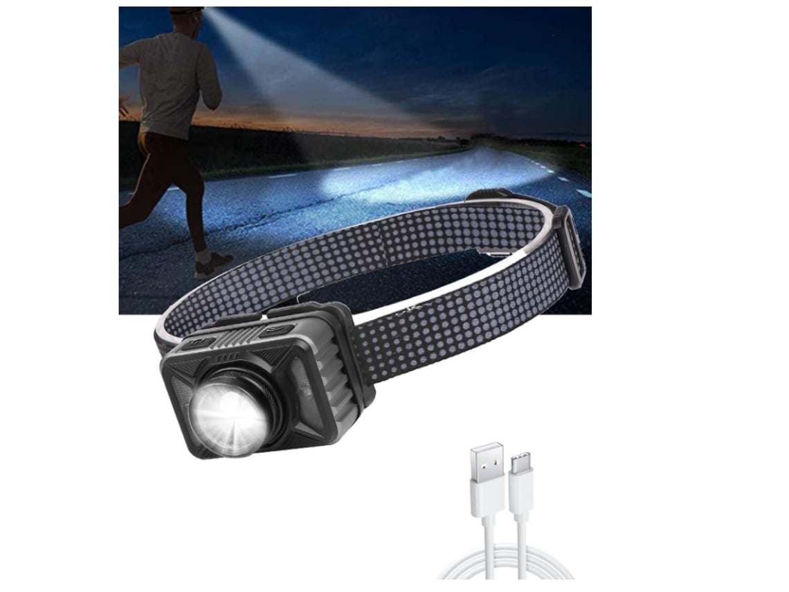 Luz de Faixa Cabeça Led Ajustável Controle Sensor Movimento Lanterna Segurança com Viva-Voz e Vermelha Preta Bisbisous VIGA EUROPE