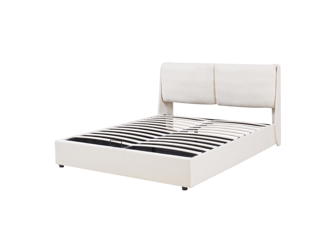 Cama Estofada Lunner Com Estrado 140x200 Cm Bege [EN.CASA]