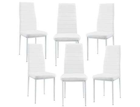 Conjunto de 6 Cadeiras de Jantar em Polipele Design Simples e Moderno 96X43X52 Cm Branco 030000285 MOBIKASA